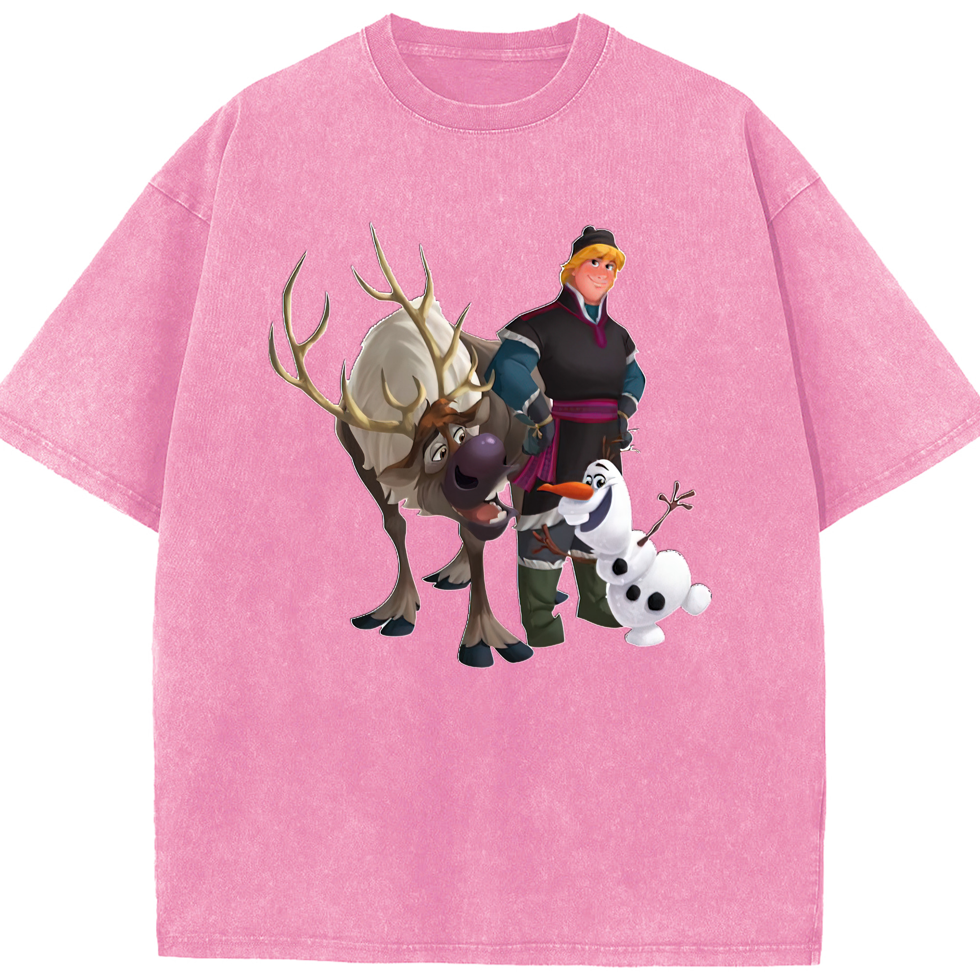 （画像用） アナと雪の女王 アンナ エルサ Frozen Anna Elsa 綿100% ヴィンテージ風 半袖Tシャツ（フロントプリント）